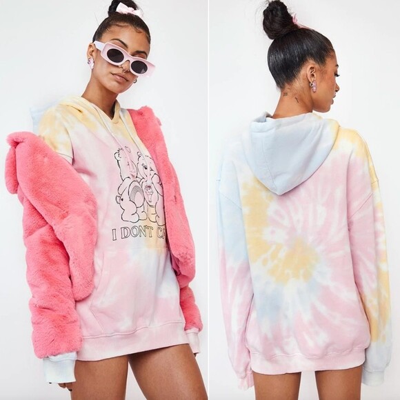♡ Care Bears x Skinnydip ♡ Care Bears I Don't Care Tie Dye Hoodie + Free Earring - Picture 5 of 7